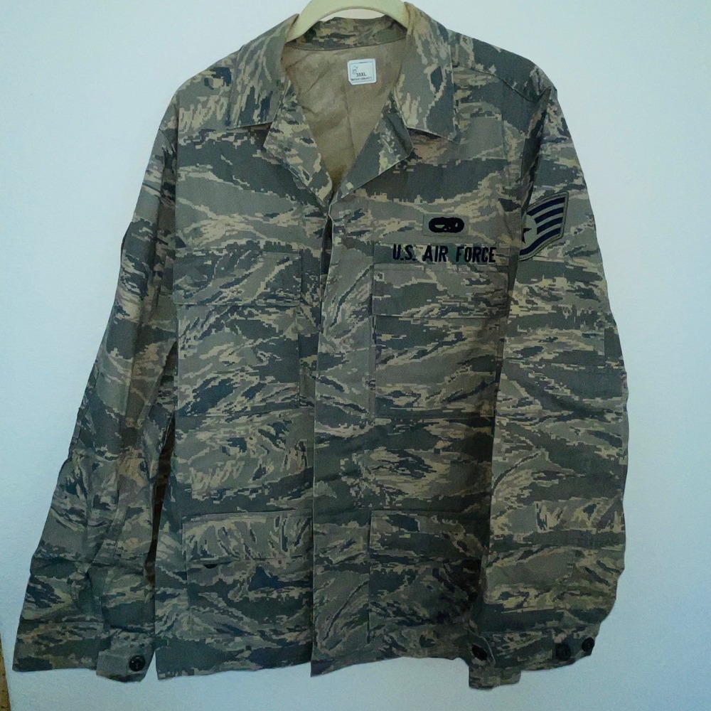 US Air Force ABU Tiger Stripe Camo Utility Coat Jacket 38XL Digital Camouflage